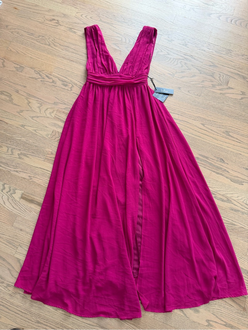 Lulu's Fuchsia V-Neck Maxi Dress